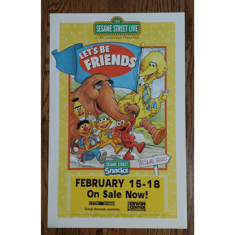 Sesame Street LIVE Event Poster - Let's Be Friends - 14x22" Near MINT Condition